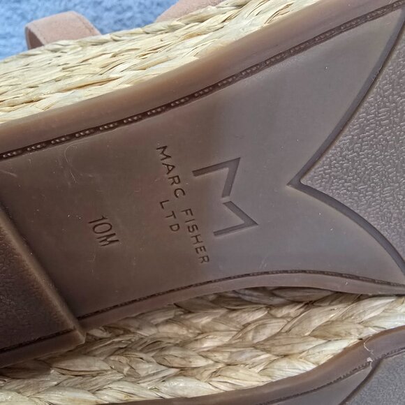 Marc Fisher LTD Nelly Ankle-Strap Suede Wedge Espadrilles Pale Blush Size 10 - Picture 6 of 9